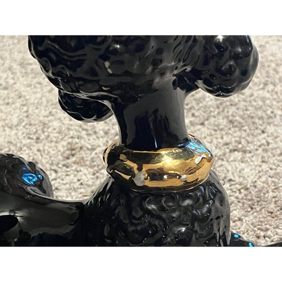 Black Poodle Ceramic Gold Gilt Vtg MCM Atlantic Mold - Picture 8 of 15